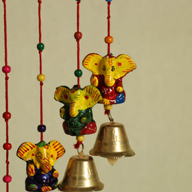  Ganesha - Handpainted Wooden Decorative Bell Hanging 21
