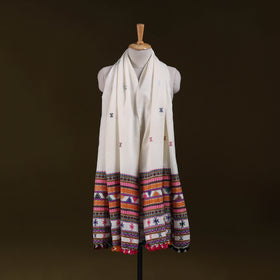 White - Kutch Bhujodi Handwoven Acrylic Wool Shawl 153