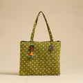 Green Handcrafted Quilted Cotton Hand Bag