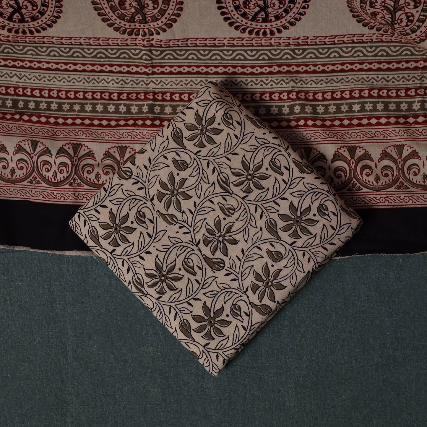 Bagh Hand Block Print Cotton 3pc Unstitched Dress Material Suit Set 08