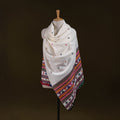 White - Kutch Bhujodi Handwoven Acrylic Wool Shawl 153