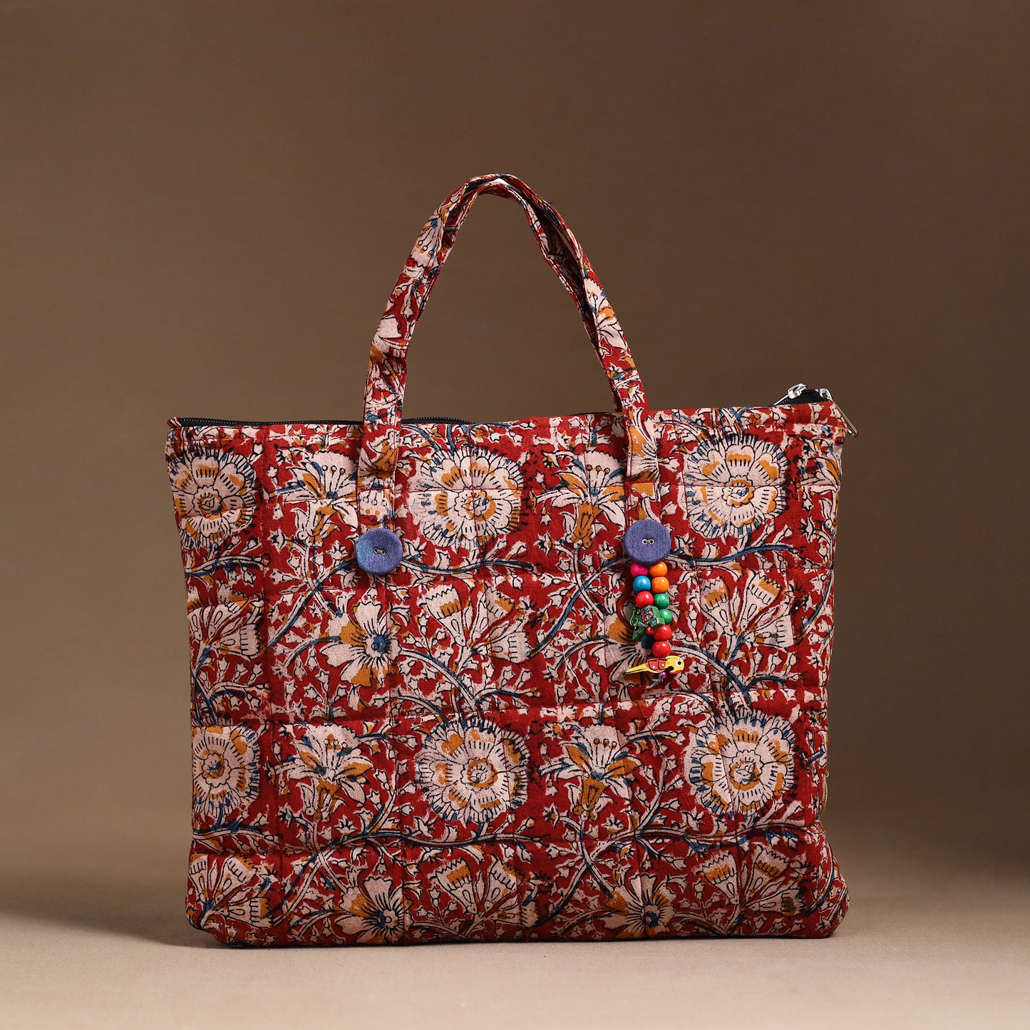 Red - Handcrafted Quilted Cotton Hand Bag 04