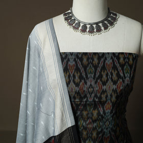 Handloom Sico Pochampally Ikat 2pc Unstitched Dress Material Kurta Set 08