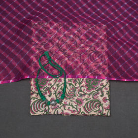 Pink - 2pc unstitched sanganeri dress material