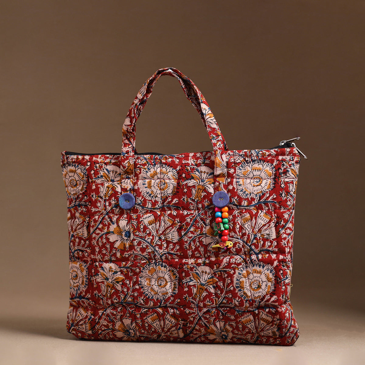 Red - Handcrafted Quilted Cotton Hand Bag 04