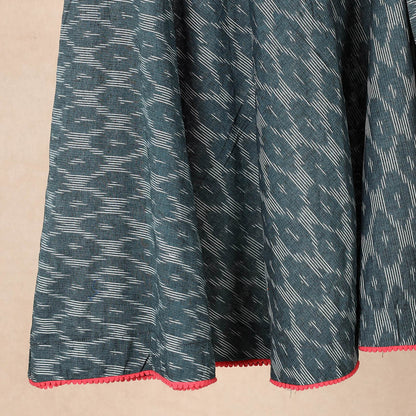 Green - Pochampally Ikat Cotton Wrap Around Skirt