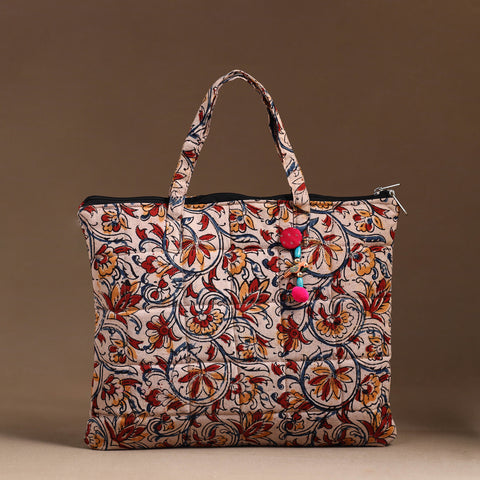 Beige Handcrafted Quilted Cotton Hand Bag 05 