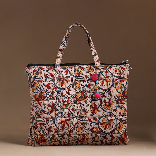 Beige - Handcrafted Quilted Cotton Hand Bag 05