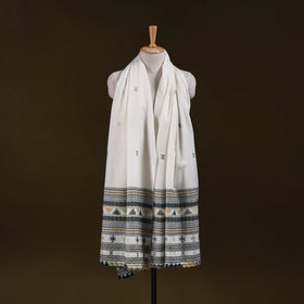 White - Kutch Bhujodi Handwoven Acrylic Wool Shawl 154