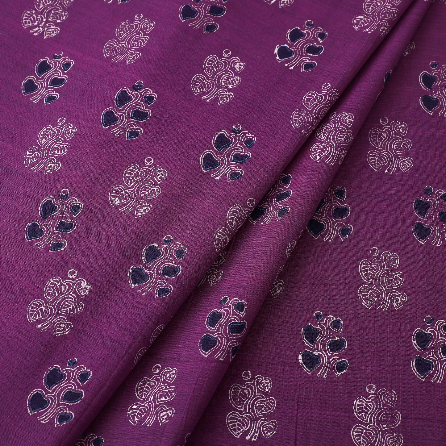 Purple - Mangalgiri Block Printed Handwoven Cotton Fabric