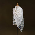 White - Kutch Bhujodi Handwoven Acrylic Wool Shawl 154