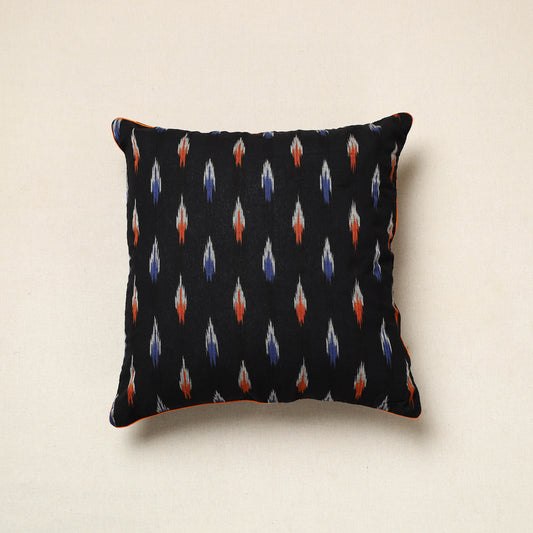 Black - Pochampally Ikat Cotton Cushion Cover (16 x 16 in) 02