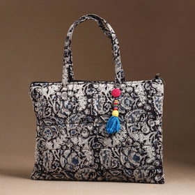 Black Handcrafted Quilted Cotton Hand Bag 06