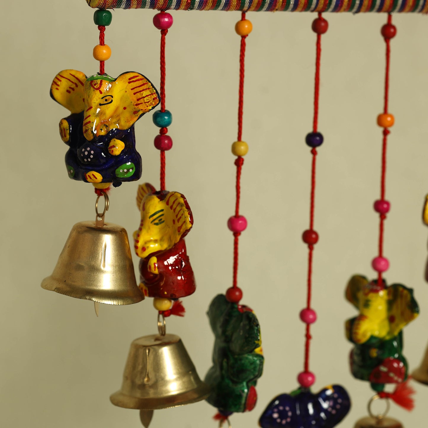  Ganesha - Handpainted Wooden Decorative Bell Hanging 21