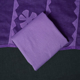 Purpel - Barmer Applique Cutwork Cotton 3pc Unstitched Dress Material Suit Set 04