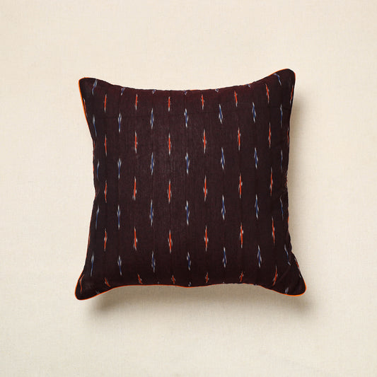 Brown - Pochampally Ikat Cotton Cushion Cover (16 x 16 in) 04