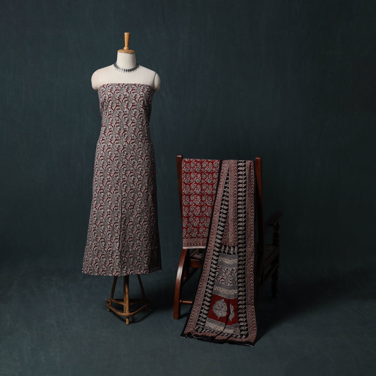 Bagh Hand Block Print Cotton 3pc Unstitched Dress Material Suit Set 11