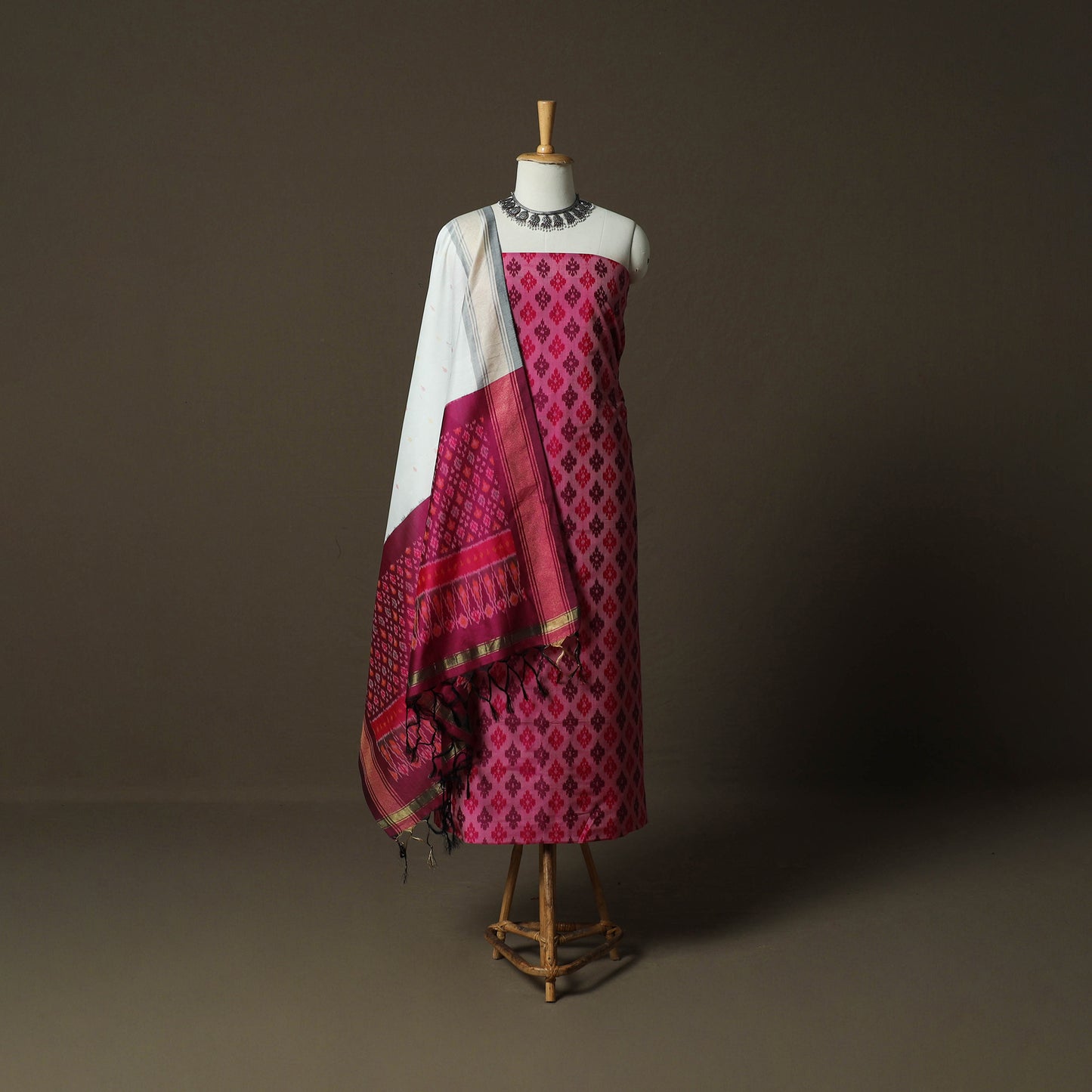 Handloom Sico Pochampally Ikat 2pc Unstitched Dress Material Kurta Set 10
