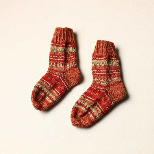Brown - Kumaun Hand Knitted Woolen Socks (Kids)