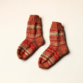  Brown Kumaun Hand Knitted Woolen Socks - Kids