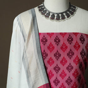 Handloom Sico Pochampally Ikat 2pc Unstitched Dress Material Kurta Set 10