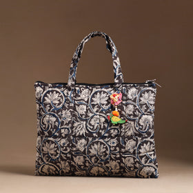 Black Handcrafted Quilted Cotton Hand Bag 09