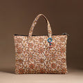 Beige Handcrafted Quilted Cotton Hand Bag 10