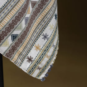 White - Kutch Bhujodi Handwoven Acrylic Wool Shawl 155
