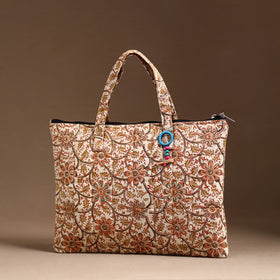 Beige Handcrafted Quilted Cotton Hand Bag 10
