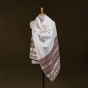 White - Kutch Bhujodi Handwoven Acrylic Wool Shawl 156