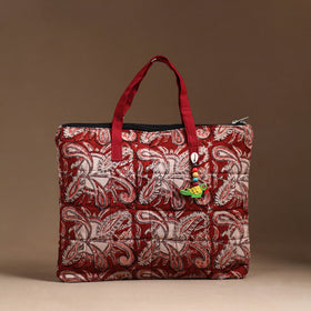 Red Handcrafted Quilted Cotton Hand Bag 11