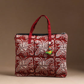 Red Handcrafted Quilted Cotton Hand Bag 11