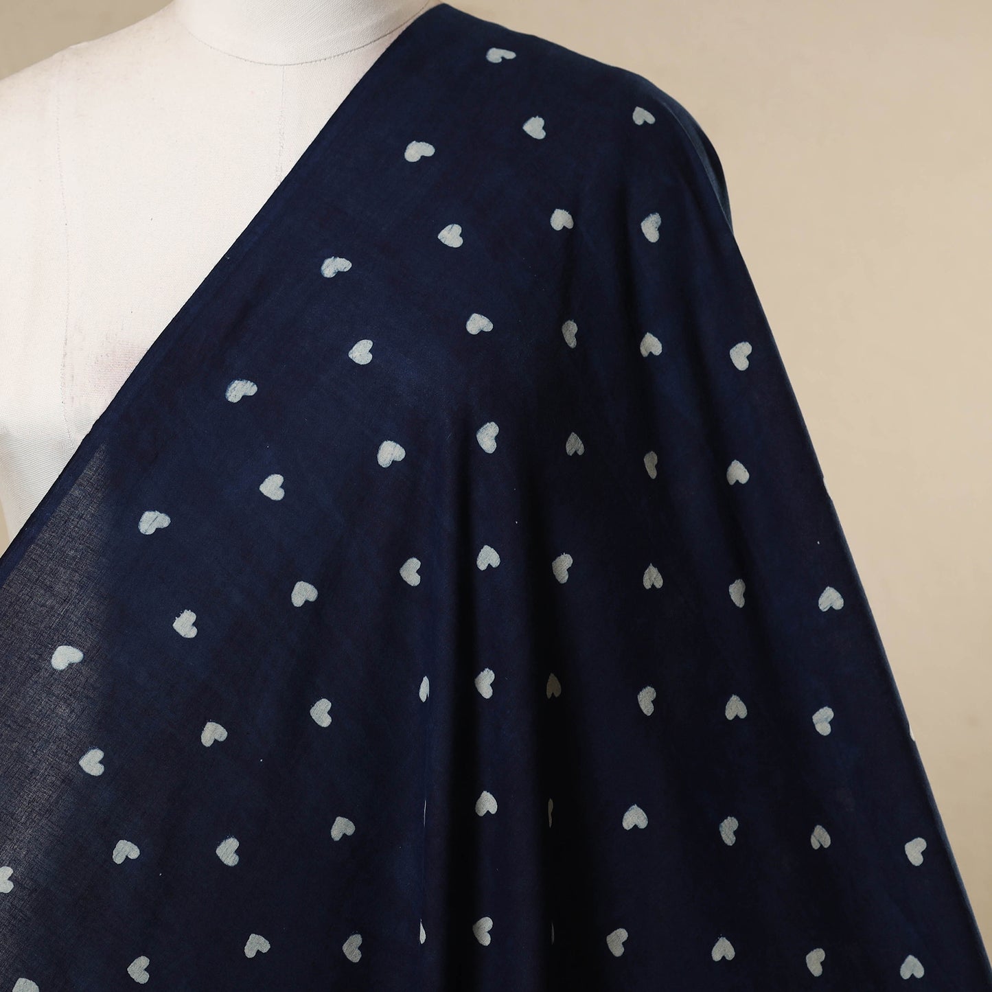 Hand Block Print Cotton Indigo Bagru Fabric 02