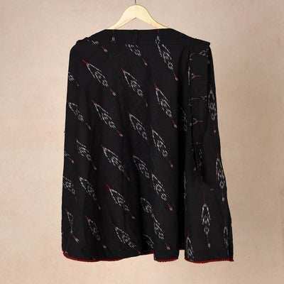 Black - Pochampally Ikat Cotton Wrap Around Skirt