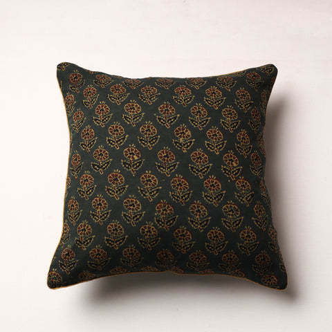 Blue - Ikat Cotton with Ajrakh Modal Silk Cushion Cover 09