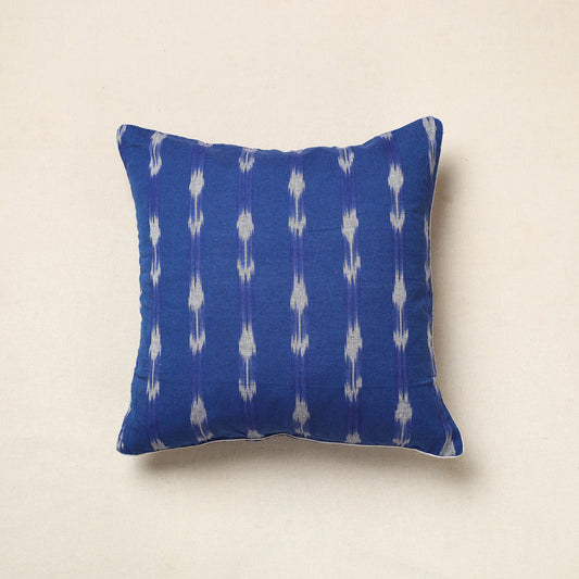Blue - Pochampally Ikat Cotton Cushion Cover (16 x 16 in) 08