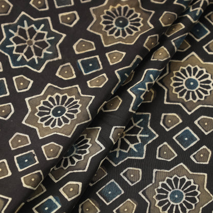 Multicolor - Ajrakh Hand Block Printed Modal Silk Fabric 33