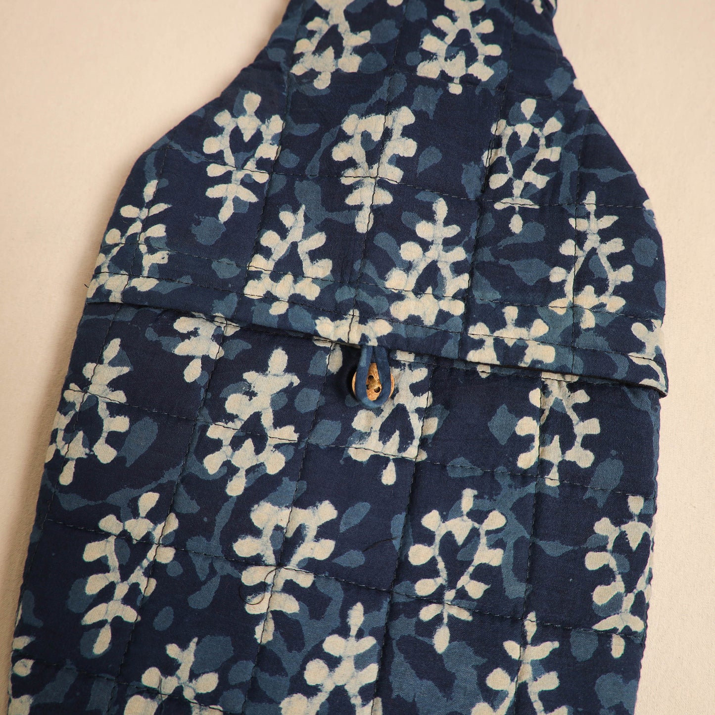 Blue - Handmade Quilted 1L Hot Water Bottle Cover 13