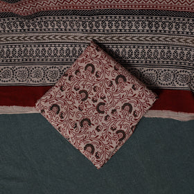 Bagh Hand Block Print Cotton 3pc Unstitched Dress Material Suit Set 12