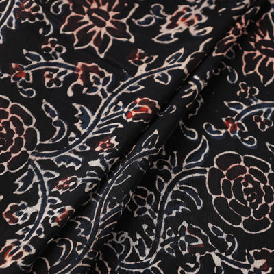 Black - Ajrakh Hand Block Printed Modal Silk Fabric 34