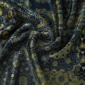  Natural Dyed Mashru Silk Ajrakh Print Fabric