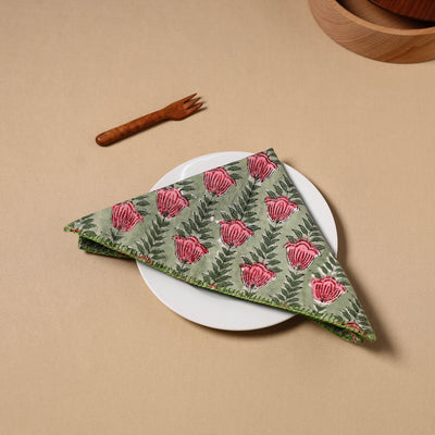 Floral Sanganeri Block Print Cotton Table Napkin 13