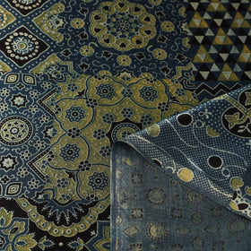  Natural Dyed Mashru Silk Ajrakh Print Fabric