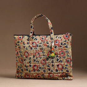 Beige Handcrafted Quilted Cotton Hand Bag 16