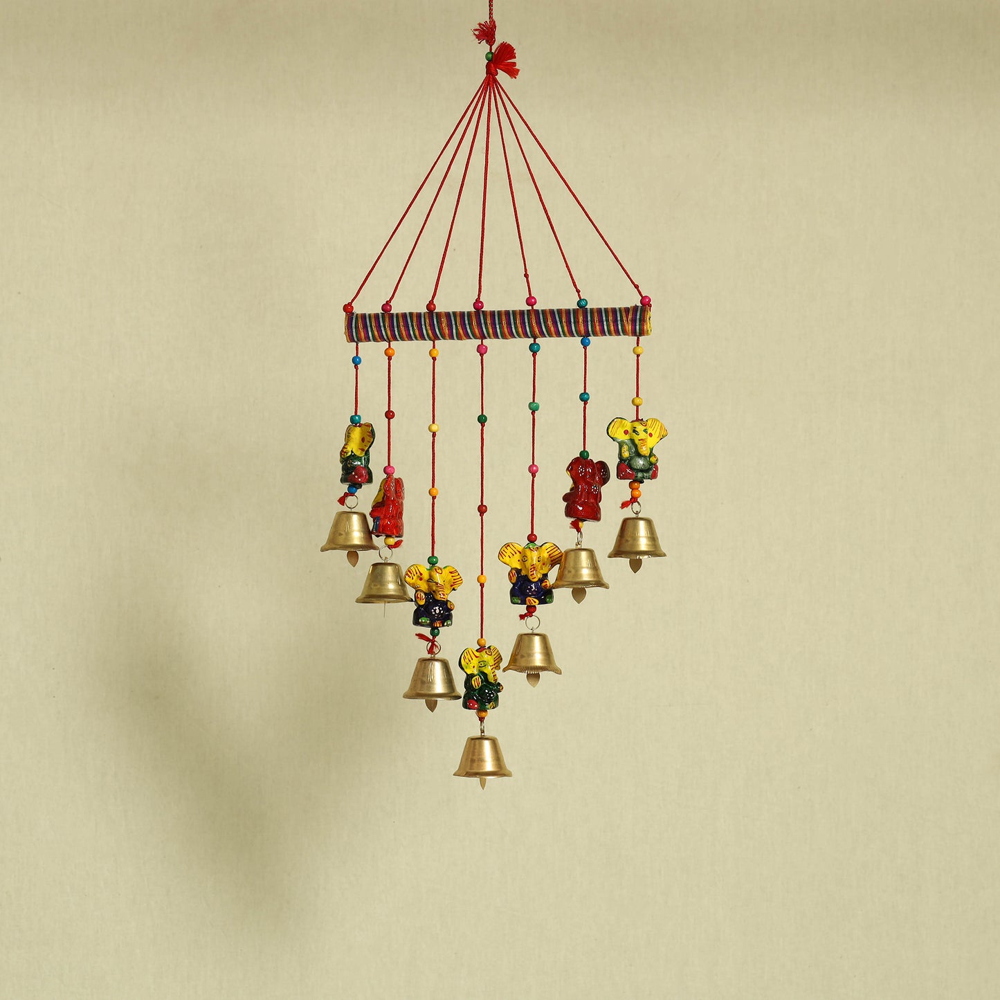  Ganesha - Handpainted Wooden Decorative Bell Hanging 21