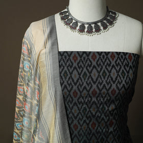 Handloom Sico Pochampally Ikat 2pc Unstitched Dress Material Kurta Set 12