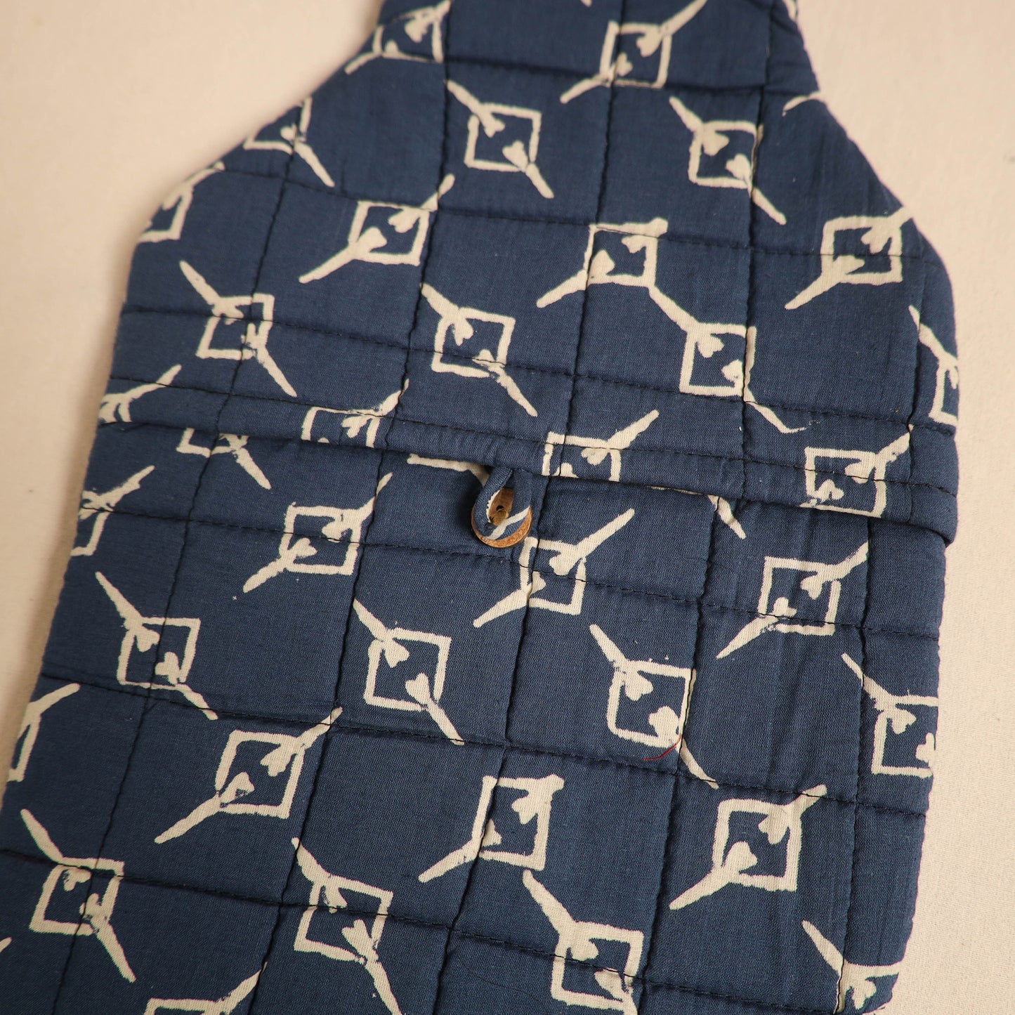 Blue - Handmade Quilted 1L Hot Water Bottle Cover 11