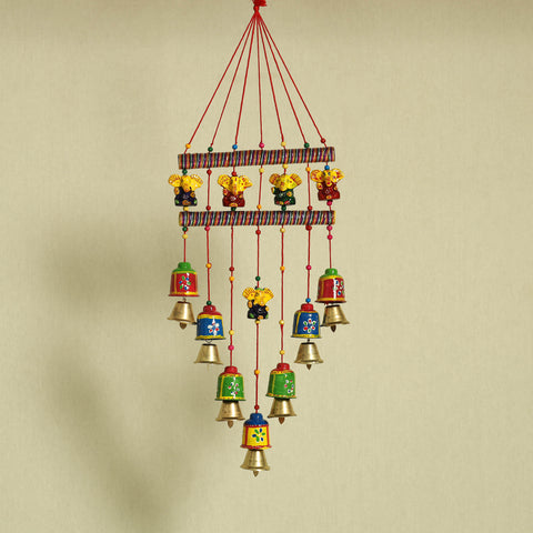 Ganesha - handpainted wooden decorative bell hanging 28