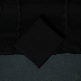 Black - Barmer Applique Cutwork Cotton 3pc Unstitched Dress Material Suit Set 07