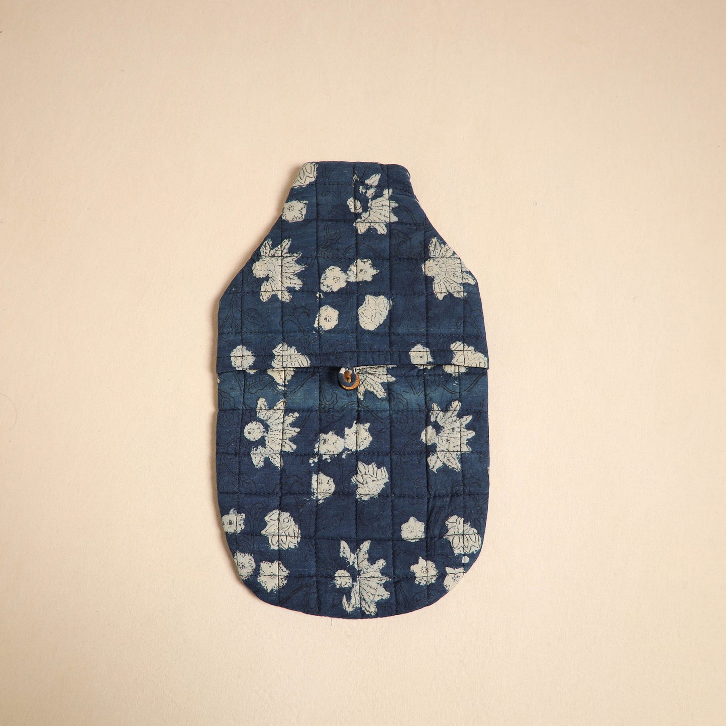 Blue - Handmade Quilted 1L Hot Water Bottle Cover 12